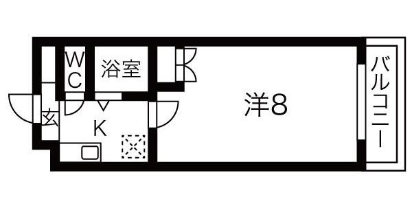 パテオ長居(1K/4階)の間取り写真