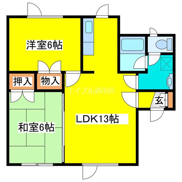 ハウスノムラ弐番館(2LDK/2階)の間取り写真