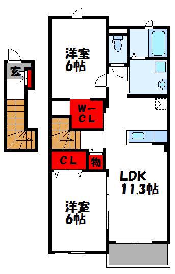 メゾンド・フローラI(2LDK/2階)の間取り写真
