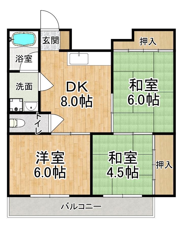 グリーンコーポM&C(3DK/3階)の間取り写真