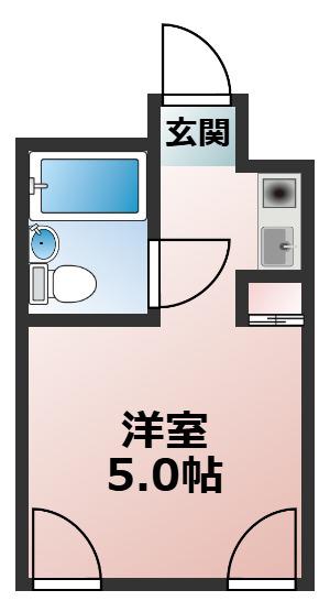 SRコーポ(ワンルーム/2階)の間取り写真