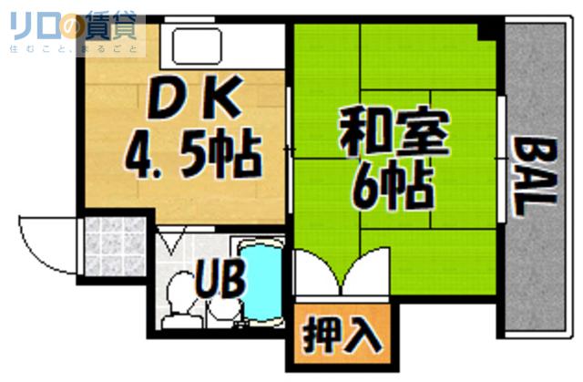 スィートハイツ(1DK/3階)の間取り写真