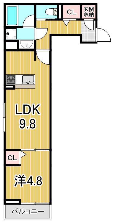 セレスティア東保木間II(1LDK/1階)の間取り写真