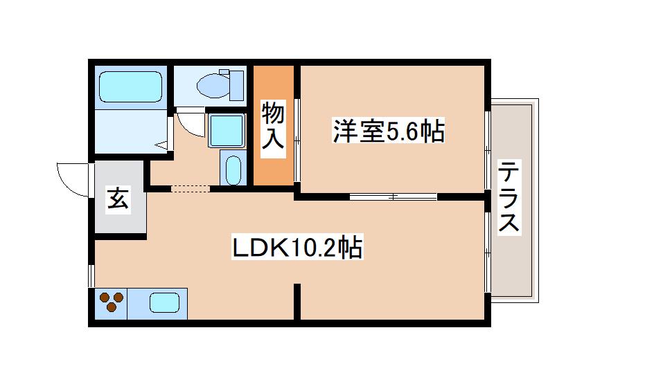片山ハイツ(1LDK/1階)の間取り写真