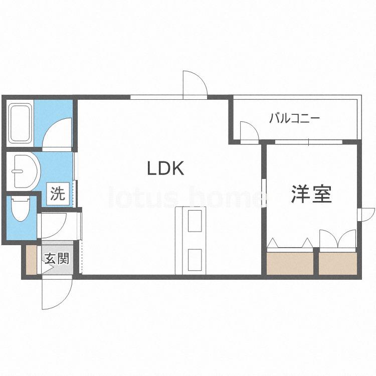 メゾン夕陽丘ノースコート(1LDK/2階)の間取り写真