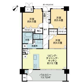 サンメゾン南福岡エルド(3LDK/3階)の間取り写真