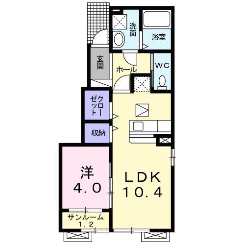 パグーロ (1LDK/1階)の間取り写真