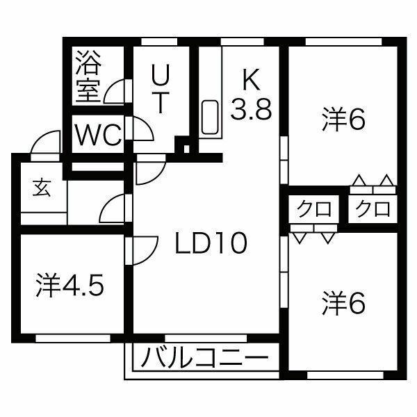 リオコート(3LDK/4階)の間取り写真