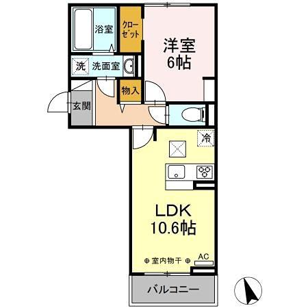 ウェルデンス戸塚 A(1LDK/1階)の間取り写真