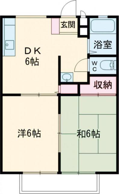 フラワーハイツ砥上(2DK/2階)の間取り写真