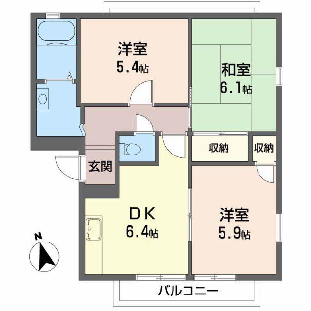 リッチネス阪南B棟(3DK/2階)の間取り写真