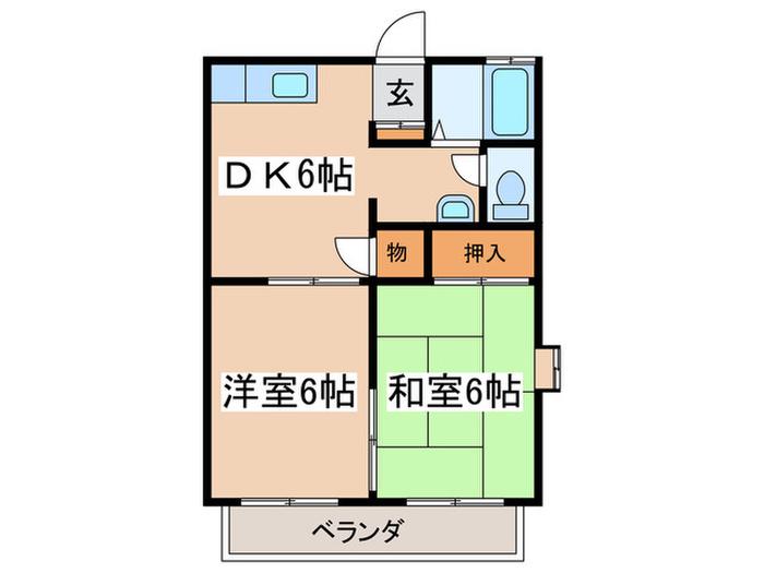 リバーハイツI(2DK/1階)の間取り写真