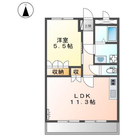 エーデルハイム(1LDK/2階)の間取り写真