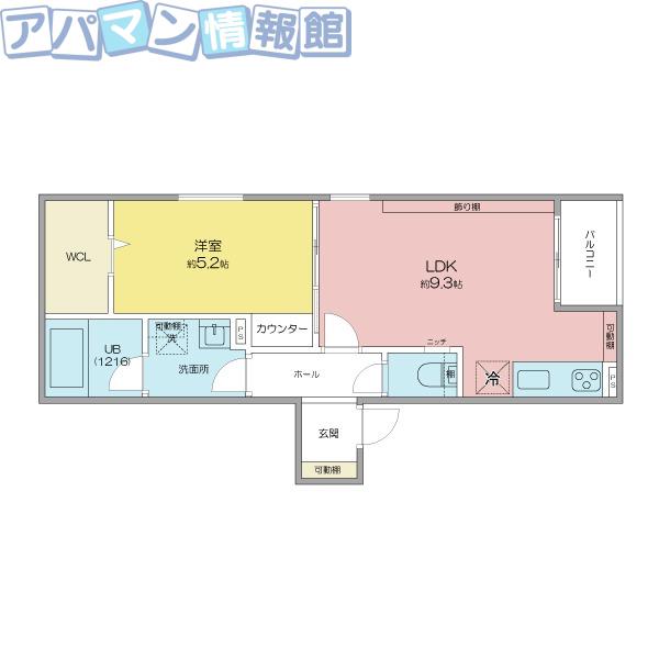 LUNAレジデンス亀田駅前(1LDK/3階)の間取り写真