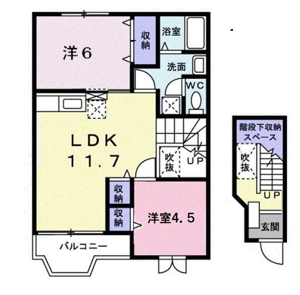 ブーゲン・ヒルズ 白金(2LDK/2階)の間取り写真
