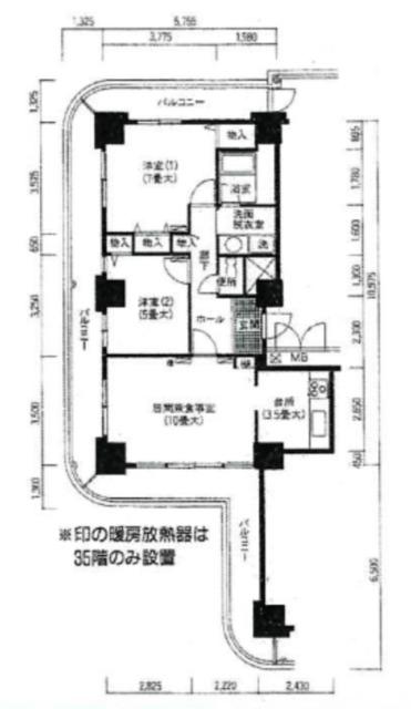 ノースピア上落合2号棟(2LDK/28階)の間取り写真