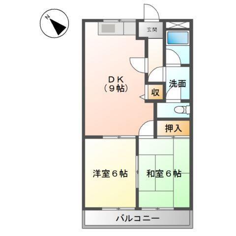コーポエクセル(2DK/2階)の間取り写真