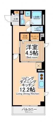 スカイショア(1LDK/3階)の間取り写真