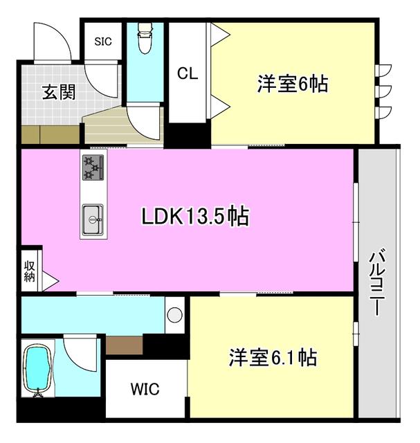 ソムニウム ドムス 南茨木(2LDK/3階)の間取り写真