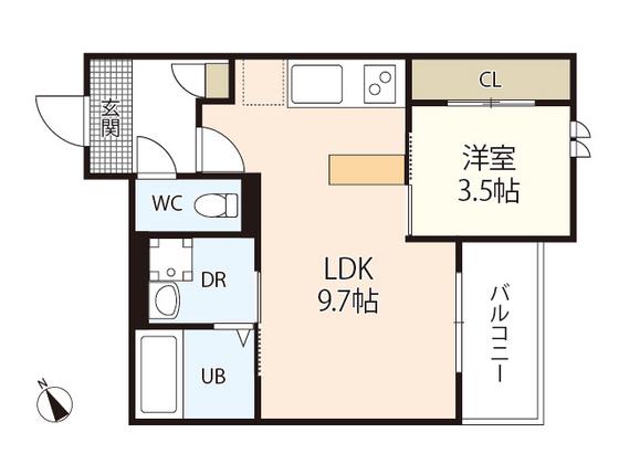 REGALEST 廿日市住吉(1LDK/1階)の間取り写真