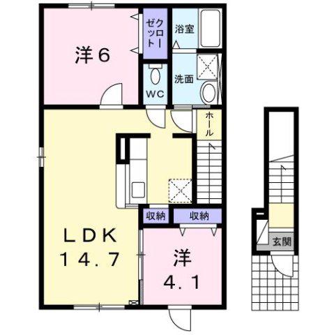 CREA-J.C(2LDK/2階)の間取り写真