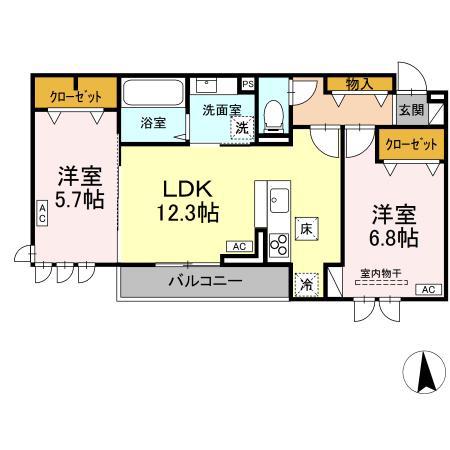 トゥインクルDAYS(2LDK/3階)の間取り写真