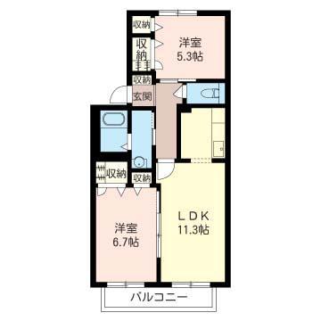 サニーホームズ(2LDK/1階)の間取り写真