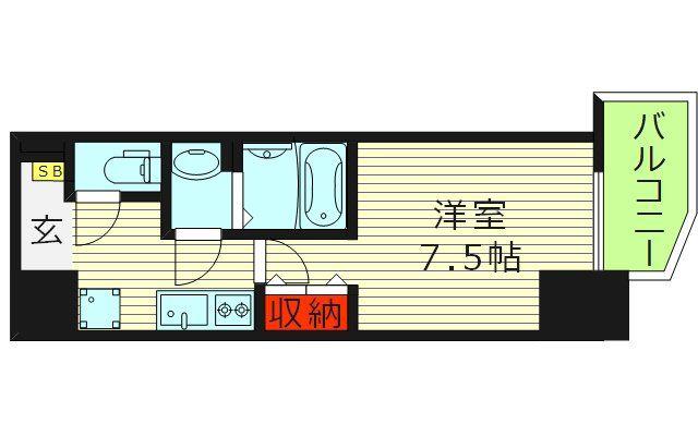 MARKST鶴見(1K/6階)の間取り写真