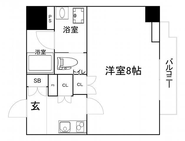 グランデカワノ上町台(1K/6階)の間取り写真