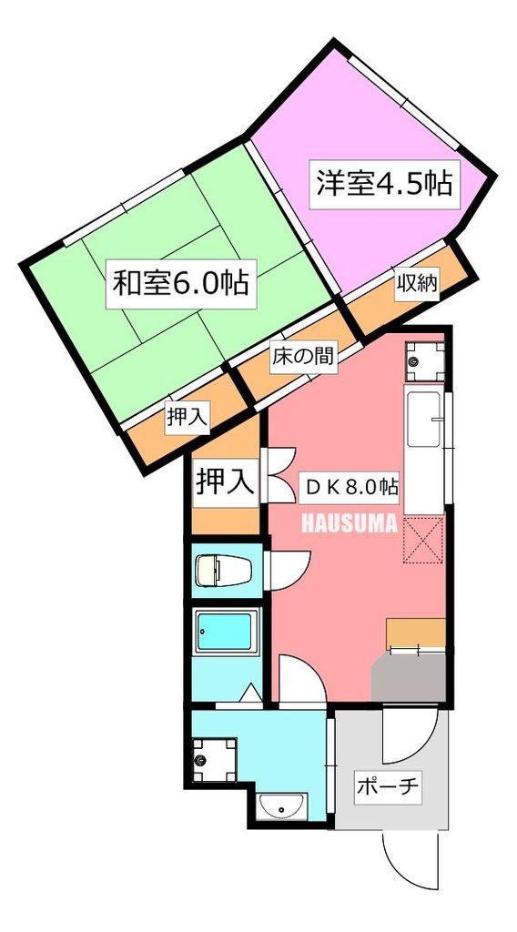 メゾン・ド・楼蘭(2DK/2階)の間取り写真