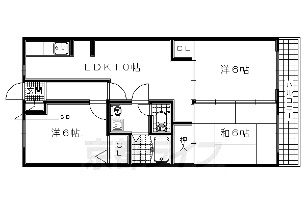 グリーンサム壱番館(3LDK/3階)の間取り写真