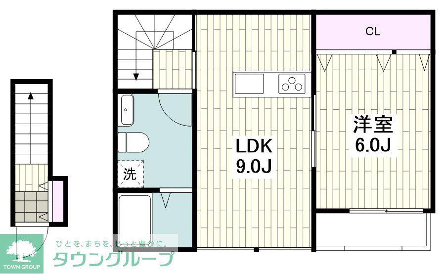 NINOROJI 3号棟(1LDK/2階)の間取り写真