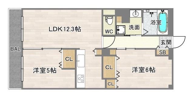 レ・ジェイド西田辺(2LDK/11階)の間取り写真