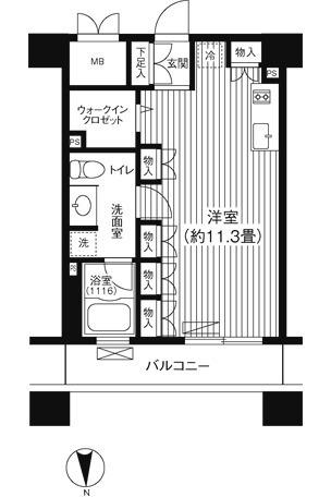 ピエス綱島(ワンルーム/2階)の間取り写真