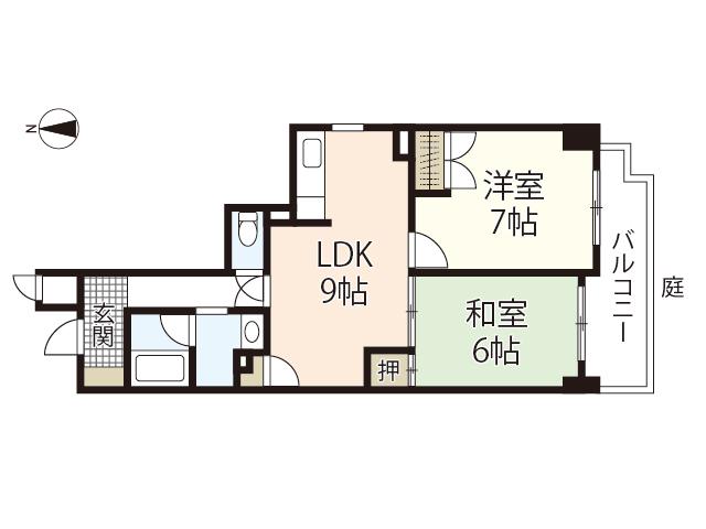 フォーラム牛田早稲田(2LDK/1階)の間取り写真