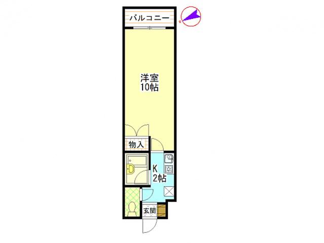 ヤスダビル6(1K/2階)の間取り写真