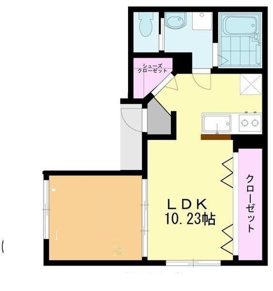 イデアル稲毛海岸(1LDK/1階)の間取り写真
