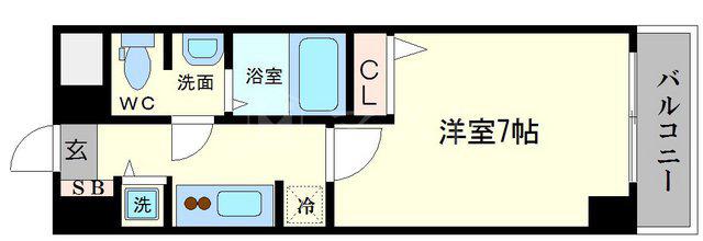 S-RESIDENCE難波BRILLER(1K/11階)の間取り写真