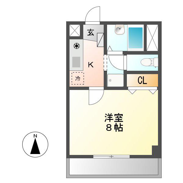コンフォール港楽(1K/1階)の間取り写真