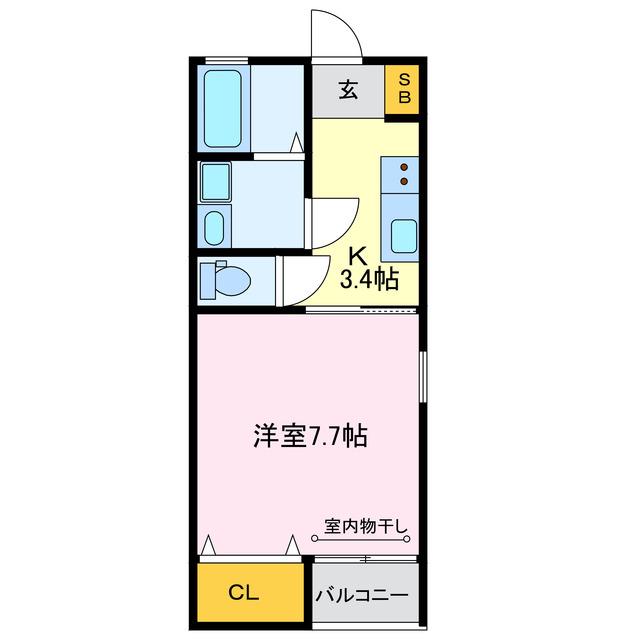 ライトハイツE(1K/2階)の間取り写真