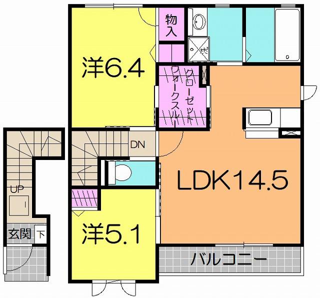仙台市地下鉄南北線 長町南駅 徒歩10分 2階建 築18年(2LDK/2階)の間取り写真