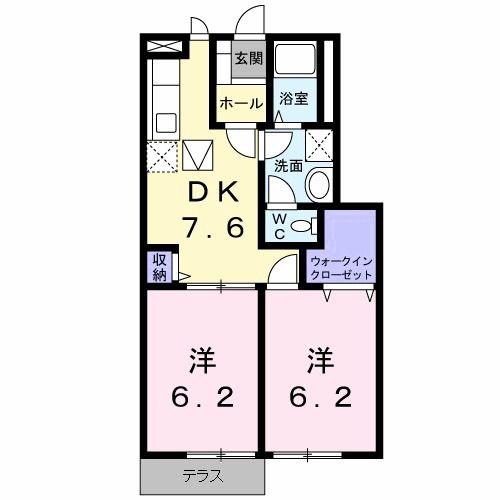 リバージュハイツ II(2DK/1階)の間取り写真
