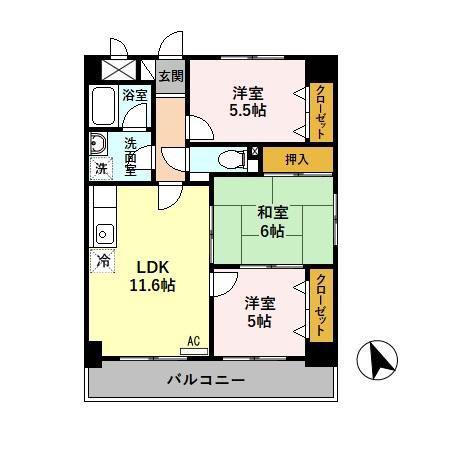 BELLEDEMEURE長良(3LDK/2階)の間取り写真