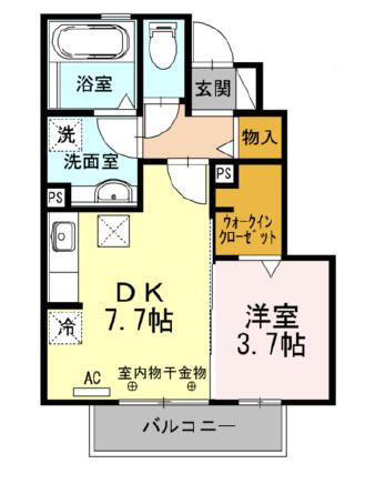 コンフォート(1DK/1階)の間取り写真