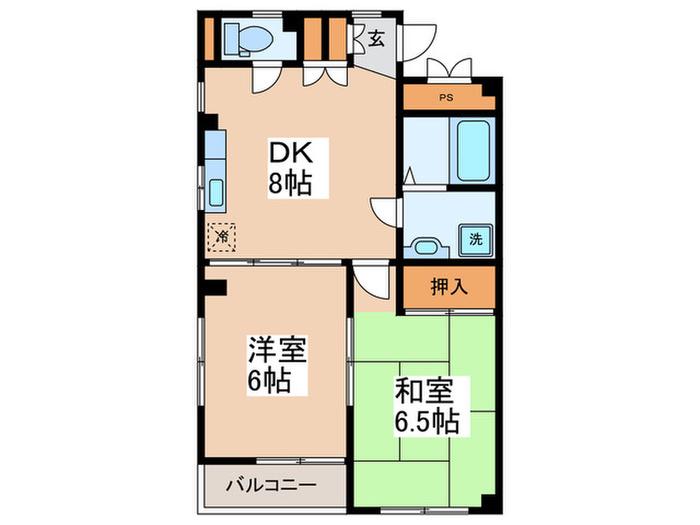 ハイツロワール(2DK/4階)の間取り写真