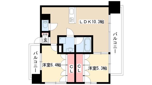 アーデン泉プレミア(2LDK/5階)の間取り写真