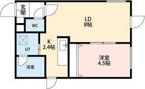 YUGA(1LDK/1階)の間取り写真