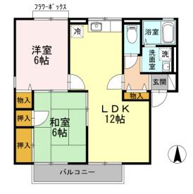 ガーデンハイツ A棟(2LDK/2階)の間取り写真