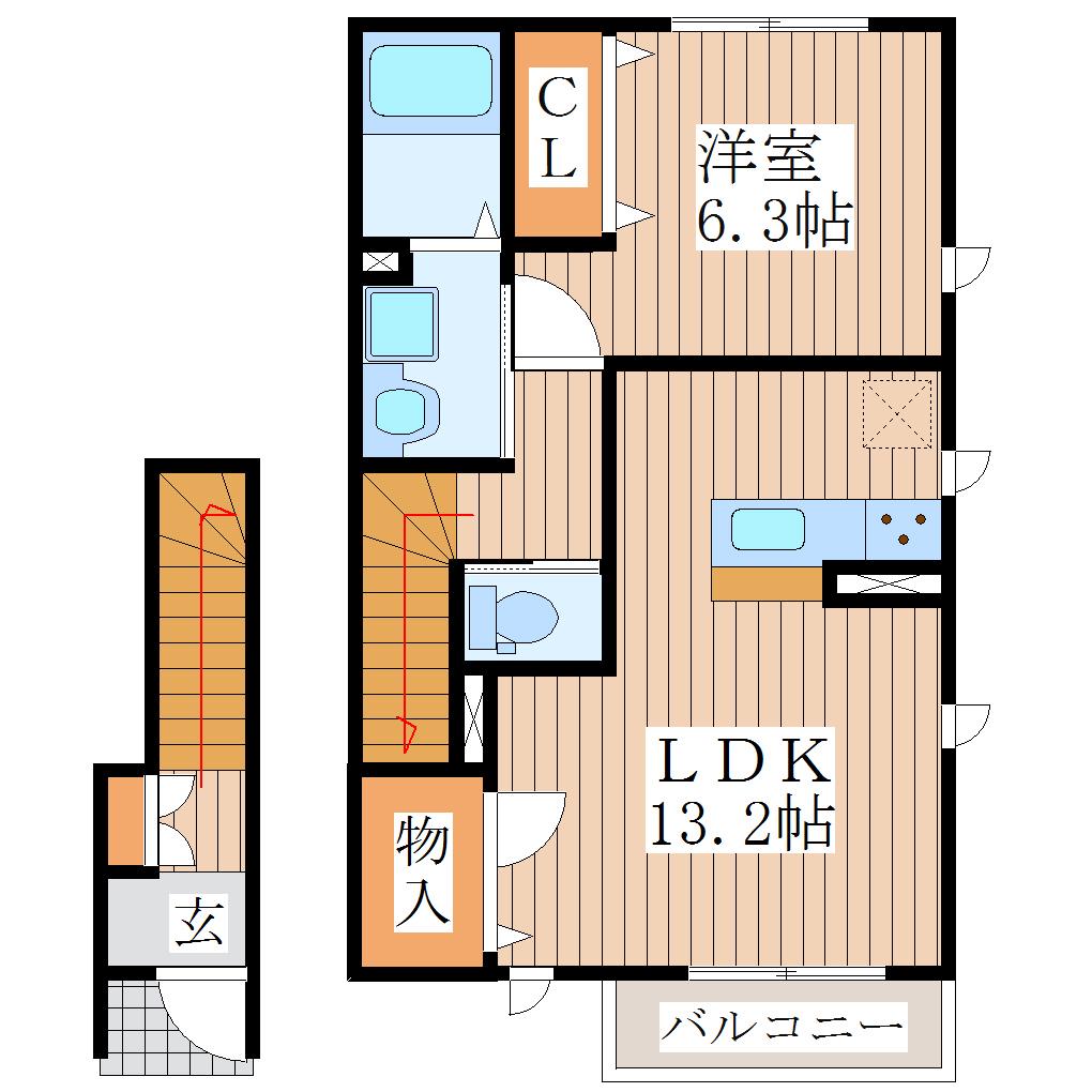 エスペランサ イースト(1LDK/2階)の間取り写真