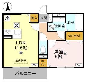 LUMIEREDUSOIRDEUX(1LDK/2階)の間取り写真